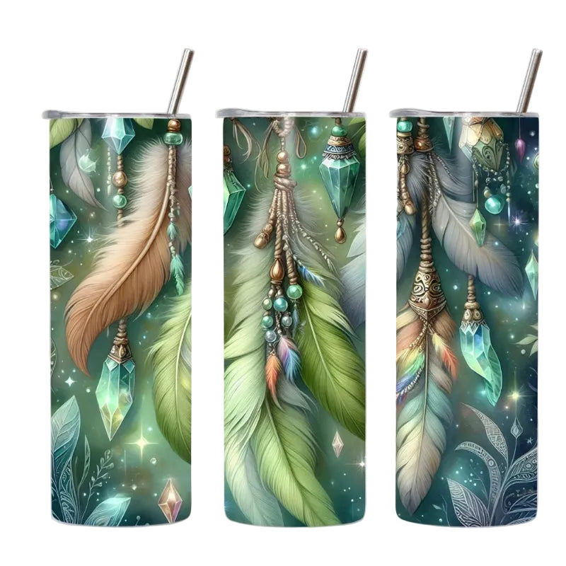 20oz Tumbler Jewel Feathers