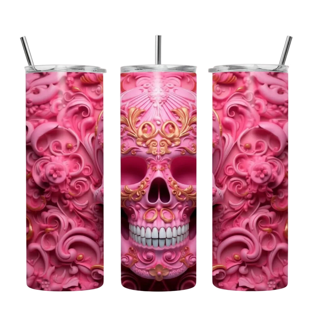 20oz Tumbler Pink Skull