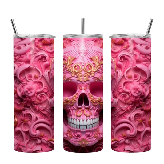 20oz Tumbler Pink Skull